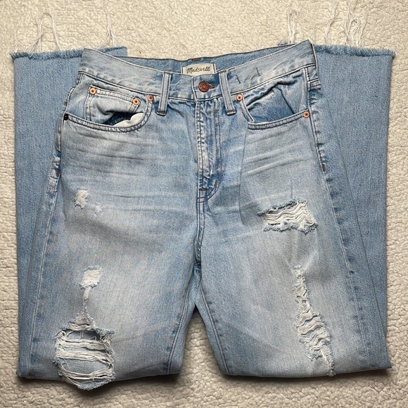 Madewell Jeans Denim The Perfect Vintage Ripped Distressed Size 26 Raw Hem - Picture 3 of 9